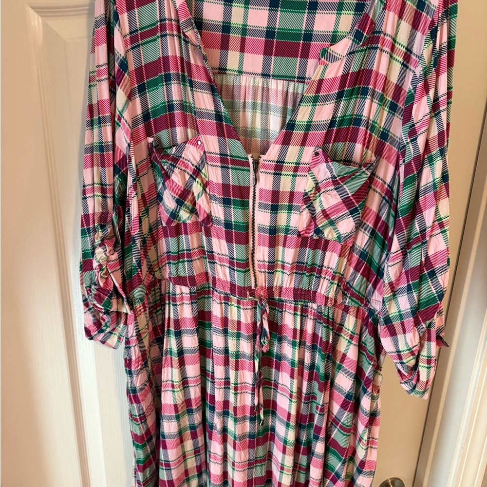 Torrid Pink and Green Checkered Top